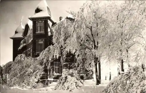 Ak Großbreitenbach in Thüringen, Hotel Hohe Tanne, Winter