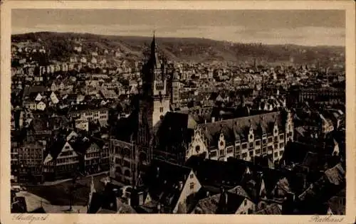 Ak Stuttgart in Württemberg, Panorama, Rathaus