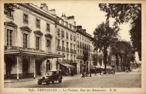 Ak Versailles Yvelines, Theater, Rue des Reservoirs, Automobil