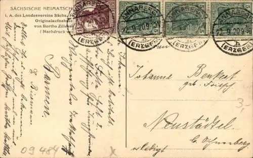 Ak Oberwiesenthal im Erzgebirge Sachsen, Bergstraße, Häuser, Anwohner