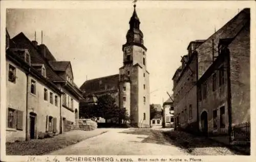 Ak Scheibenberg im Erzgebirge, Kirche, Pfarrei