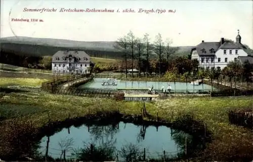 Ak Kretscham Rothensehma Neudorf Sehmatal im Erzgebirge, Teilansicht, Fichtelberg