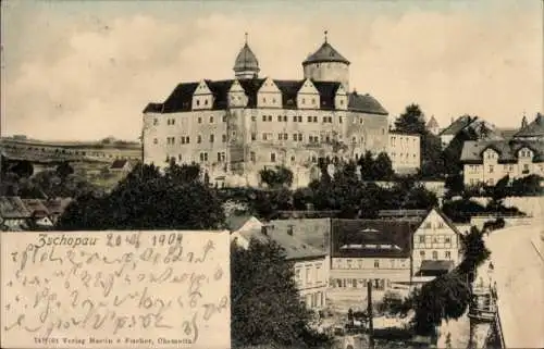 Ak Zschopau im Erzgebirge Sachsen, Blick zum Schloss Wildeck