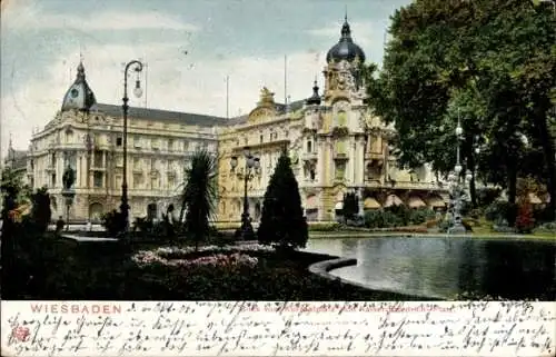 Ak Wiesbaden in Hessen, Blick vom Kursaalplatz zum Kaiser Friedrich-Platz