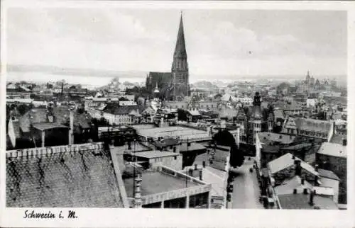 Ak Schwerin in Mecklenburg, Stadtpanorama, Kirche