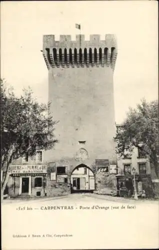 Ak Carpentras Vaucluse, Porte d'Orange, vue de face