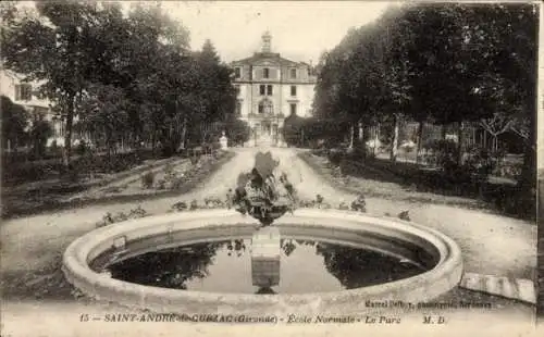 Ak Saint Andre de Cubzac Gironde, Ecole Normale, Le Parc