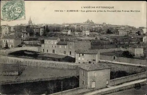 Ak Aubenas Ardèche, Gesamtansicht, Kloster der Maristenbrüder