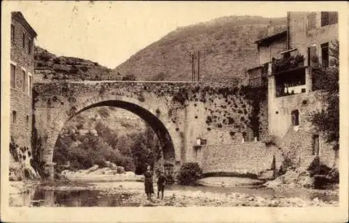 Ak Le Pouzin Ardèche, Pont Romain, Flussbett