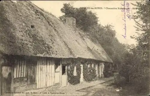 Ak Veules les Roses Seine-Maritime, Chaumiere Normande