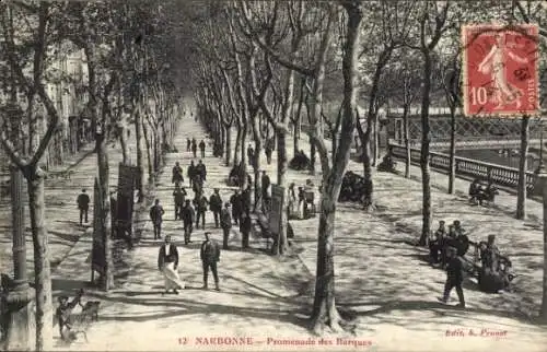 Ak Narbonne Aude, Promenade des Barques