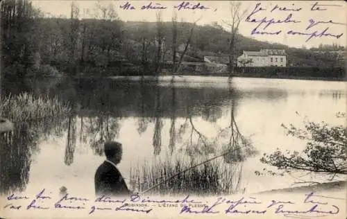 Ak Robinson Hauts de Seine, Etang, Pecheur