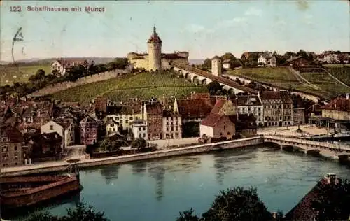 Ak Schaffhausen am Rhein Schweiz, Teilansicht, Munot