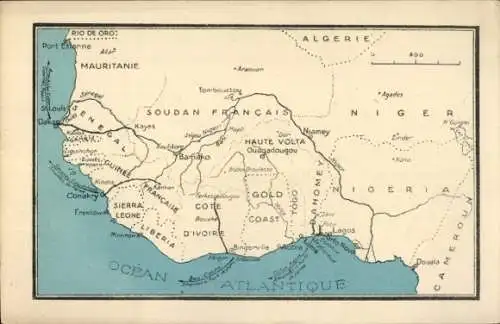 Ak Landkarte, Afrique Occidentale Francaise, Sudan, Algerien, Senegal, Nigera, Kamerun, Sierra Leone