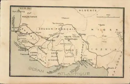 Landkarten Ak Afrique Occidentale Francaise, Algerien, Niger, Sudan, Senegal, Mauretanien, Nigeria