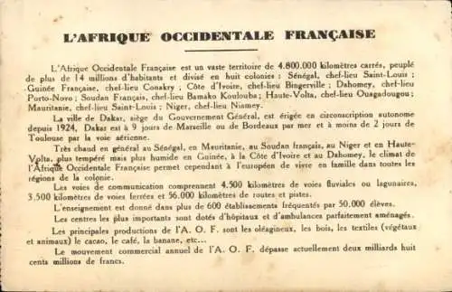 Landkarten Ak Afrique Occidentale Francaise, Algerien, Niger, Sudan, Senegal, Mauretanien, Nigeria