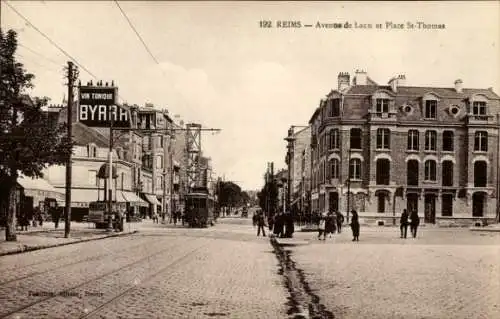 Ak Reims Marne, Avenue de Laon, Place St. Thomas