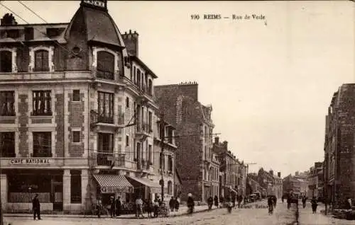 Ak Reims Marne, Rue de Vesle, Cafe National