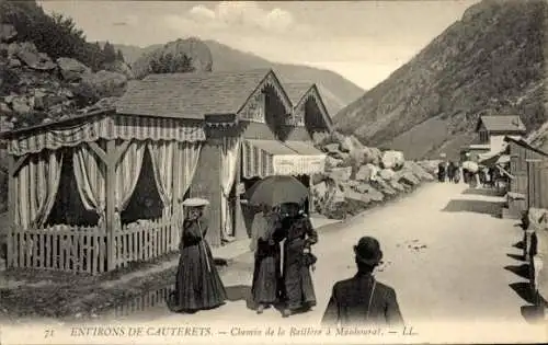 Ak Cauterets Hautes Pyrénées, Chemin de la Raillère a Maubourat