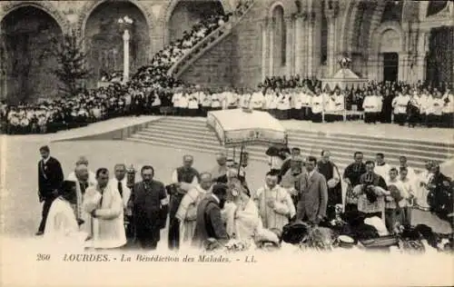 Ak Lourdes Hautes Pyrénées, Benediction des Malades