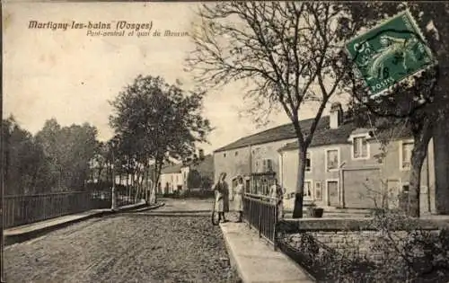 Ak Martigny les Bains Lothringen Vogesen, Mittelbrücke, Quai du Mouzon