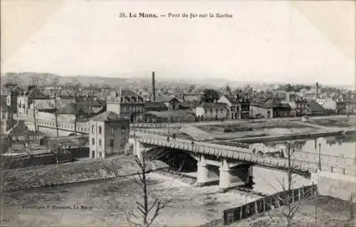 Ak Le Mans Sarthe, Eiserne Brücke über die Sarthe