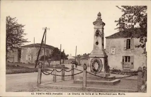 Ak Fontaines Vendée, Messegelände, Kriegsdenkmal