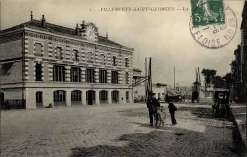 Ak Villeneuve Saint Georges Val de Marne, La Gare