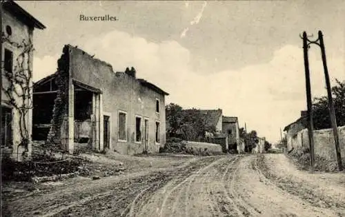 Ak Buxerulles Buxières sous les Côtes Marne, Straßenpartie, zerstörte Häuser