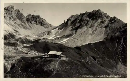 Ak Sankt Anton am Arlberg Tirol Österreich, Ulmerhütte mit Schindlerspitze