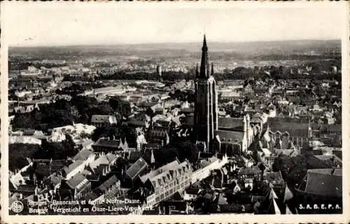 Ak Bruges Brügge Flandern Westflandern, Panorama, Kirche Notre Dame