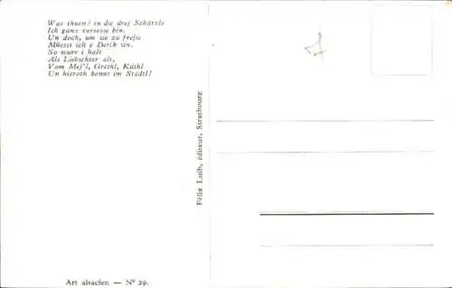 Künstler Ak Spindler, C., Elsaß Lothringen, D'r Hahn im Korb