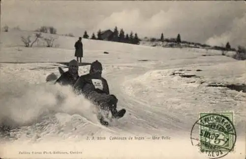 Ak Wintersport, Schlittenwettbewerb, Eine Schaufel