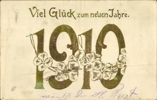 Präge Ak Glückwunsch Neujahr, Jahreszahl 1910