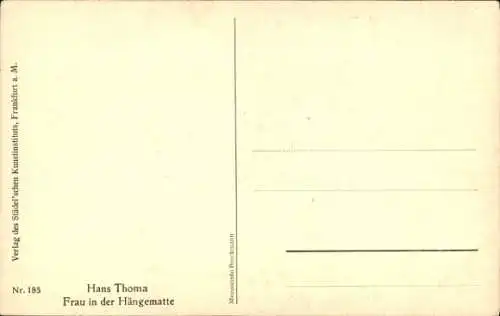 Künstler Ak Thoma Hans, Frau in der Hängematte, Kind