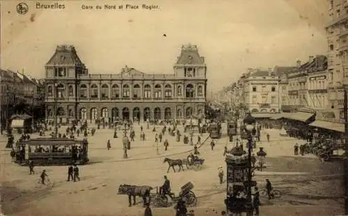 Ak Brüssel Brüssel, Gare du Nord, Place Rogier