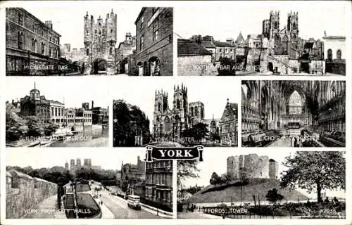 Ak York Yorkshire England, Micklegate Bar, Yorker Münster, Cliffords Tower