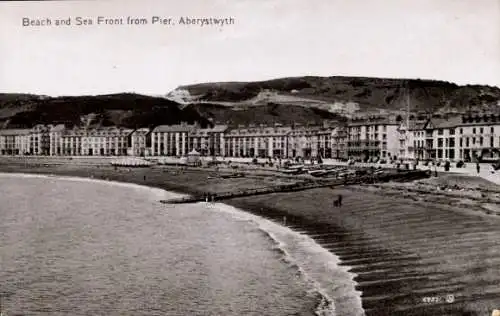 Ak Aberystwyth Wales, Strand und Meer vom Pier