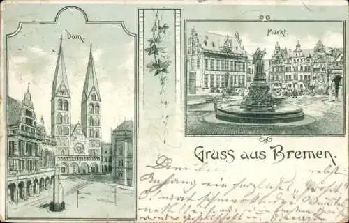 Litho Hansestadt Bremen, Markt, Dom