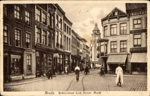 Ak Breda Nordbrabant Niederlande, Ridderstraat buchen Groote Markt