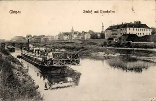 Ak Głogów Glogau Schlesien, Schloss mit Domhafen