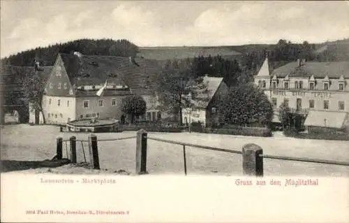 Ak Lauenstein im Müglitztal Altenberg, Marktplatz, Hotel Stadt Teplitz