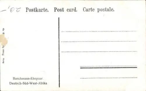 Ak Namibia Deutsch Südwestafrika, Buschmann Ehepaar