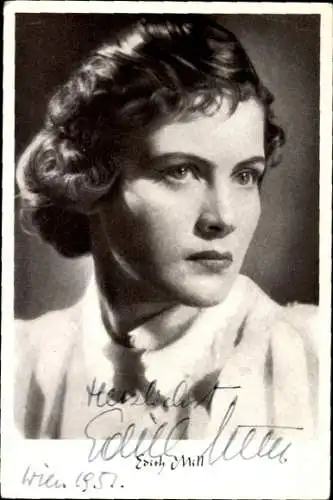 Ak Schauspielerin Edith Mill, Portrait, Autogramm