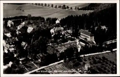 Ak Bad Wörishofen im schwäbischen Kreis Unterallgäu, Fliegeraufnahme der Ortschaft