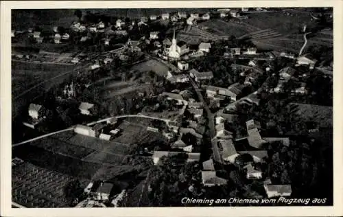 Ak Chieming am Chiemsee Oberbayern, Fliegeraufnahme