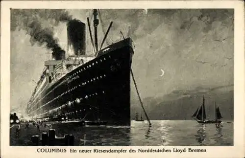 Ak Dampfschiff Columbus, Norddeutscher Lloyd Bremen NDL