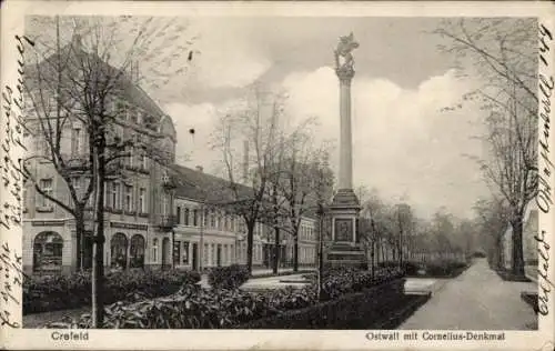 Ak Krefeld am Niederrhein, Ostwall, Cornelius-Denkmal