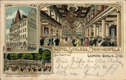 Litho Gohlis Leipzig in Sachsen, Hotel Schloss Drachenfels, Bruno Bürger 3935