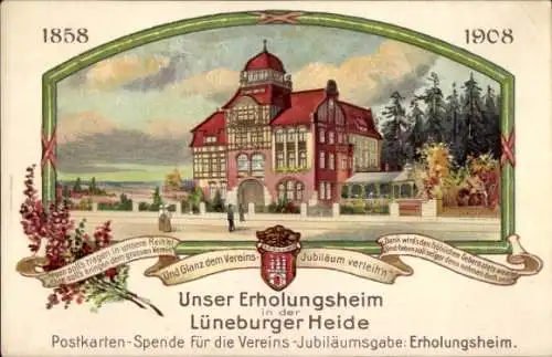 Wappen Litho Walsrode, Erholungsheim Verein für Handlungs-Commis von 1858, Lüneburger Heide, 1908